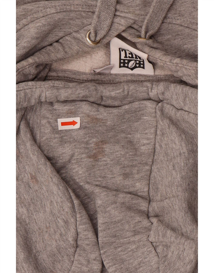 Jumper com capuz gráfico masculino da NFL grande algodão manchado cinza