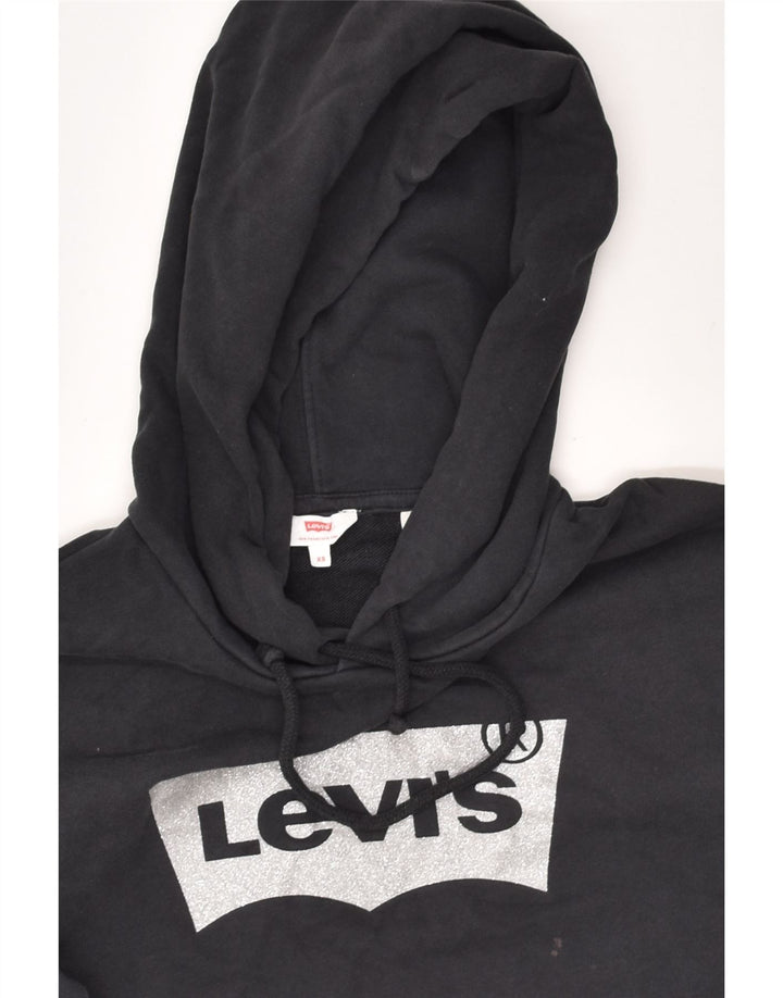 LEVI'S Womens Graphic Hoodie Jumper UK 6 XS Black Cotton | Vintage Levi's | Thrift | Second-Hand Levi's | Used Clothing | Messina Hembry 
