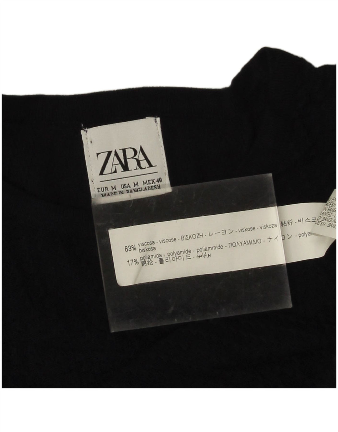 Zara Suéter masculino com gola redonda e viscose azul marinho médio