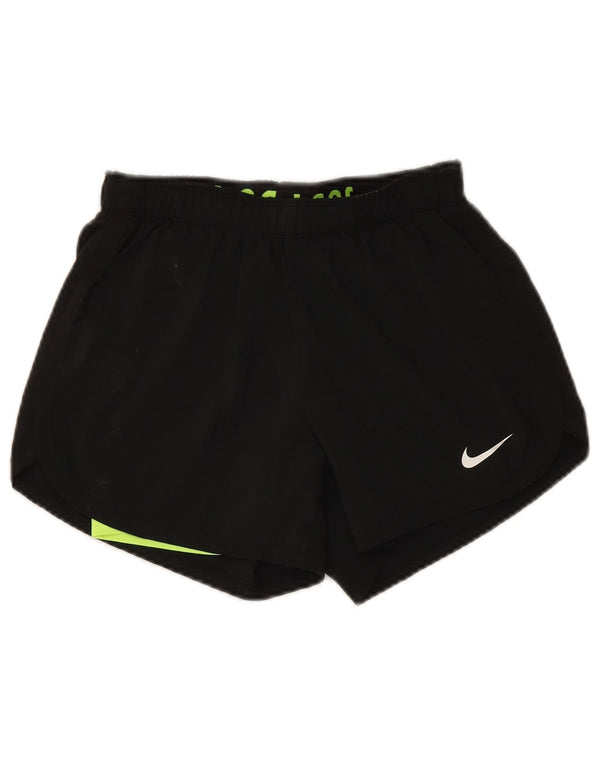 Shorts esportivos femininos Nike Dri Fit UK 8 pequenos pretos