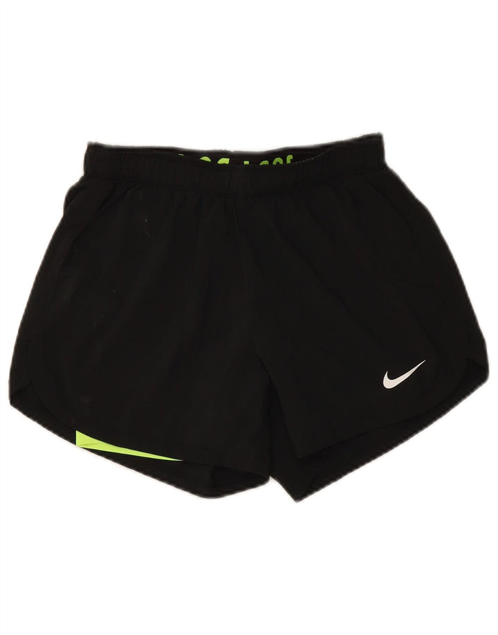 Shorts esportivos femininos Nike Dri Fit UK 8 pequenos pretos