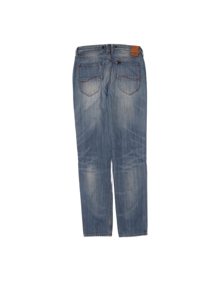 Calça jeans reta masculina LEE Logger desgastada W30 L34 algodão azul