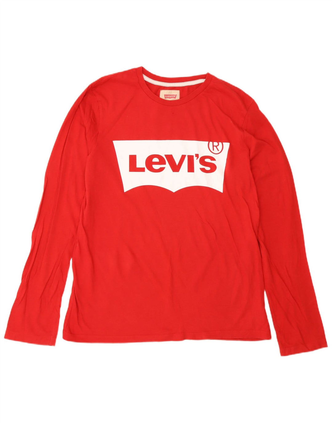 Top gráfico Levi's Boys manga comprida 15-16 anos algodão vermelho
