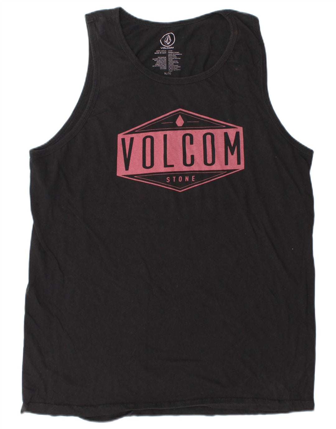 Colete gráfico masculino VOLCOM Top XL de algodão preto