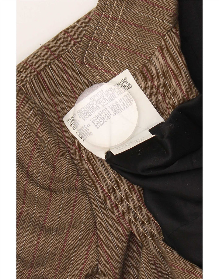 Jaqueta blazer feminina de 3 botões Max & Co. Reino Unido 12 acetato listrado marrom médio