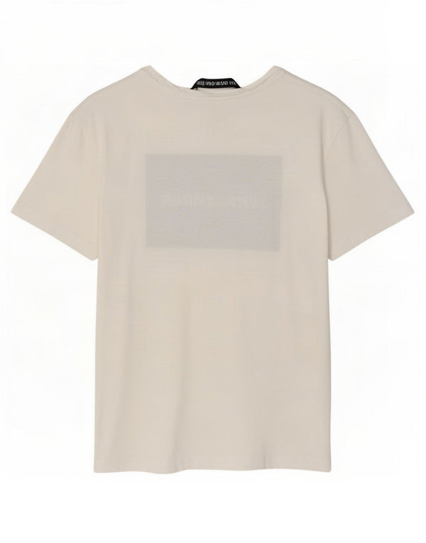 Camiseta feminina Calvin Klein Jeans com estampa gráfica UK 6 XS algodão branco
