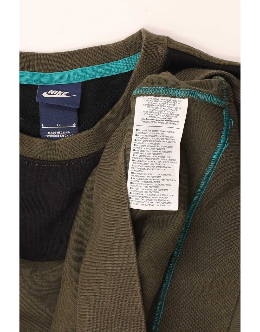 Moletom masculino Nike Jumper grande cáqui colorblock algodão