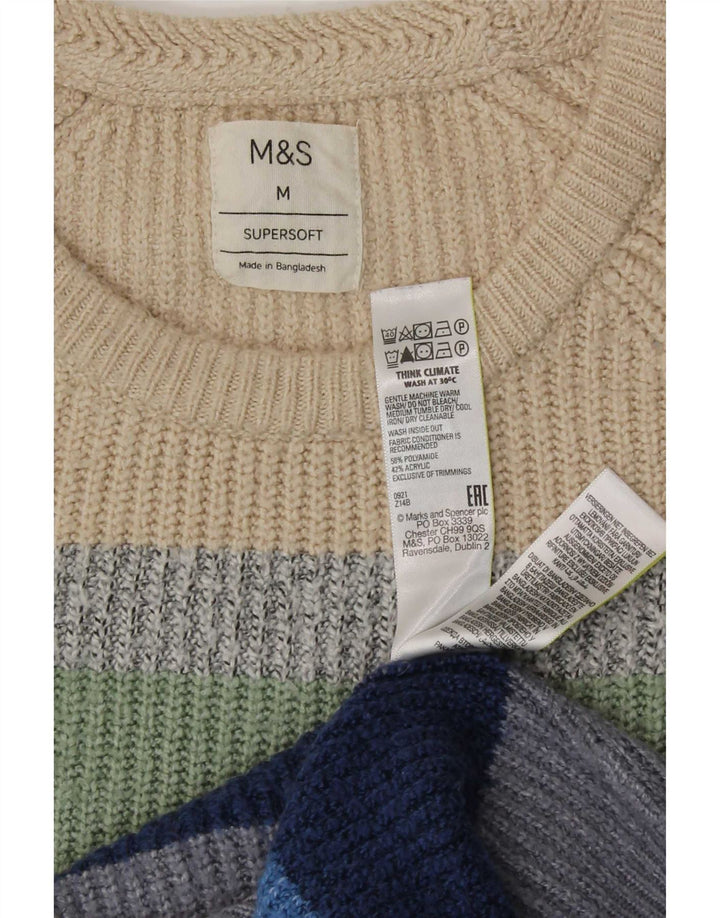 Suéter masculino Marks & Spencer com gola redonda listrado médio multicolorido