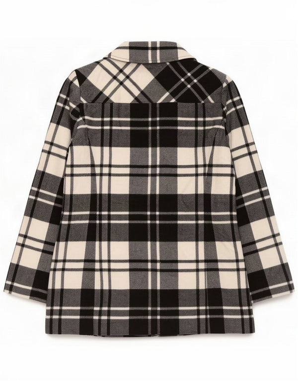 Sobretudo feminino Marks & Spencer UK 12 xadrez preto médio