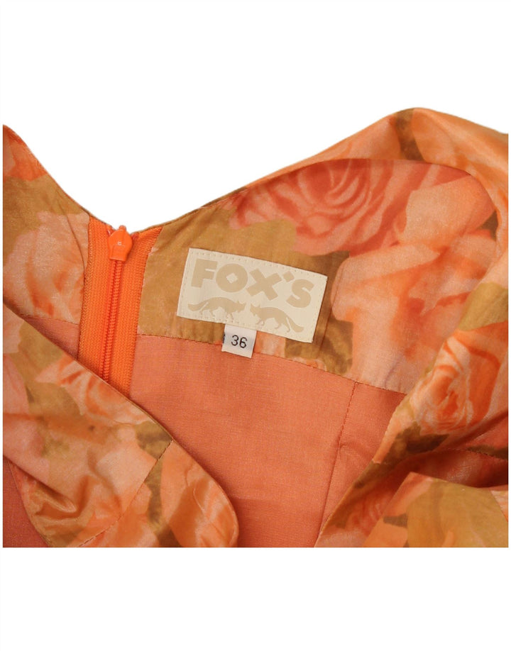 Vestido feminino sem mangas com bainha da Fox EU 36 pequeno floral laranja