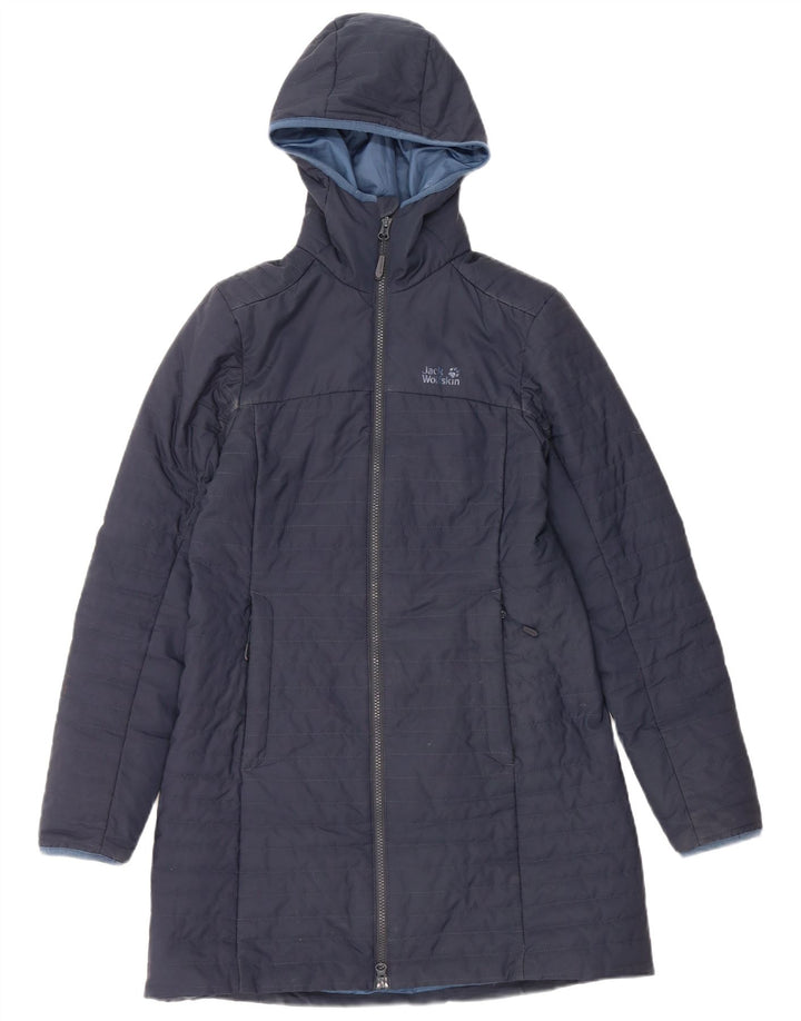 Casaco acolchoado com capuz feminino JACK WOLFSKIN UK 6 XS azul marinho poliéster