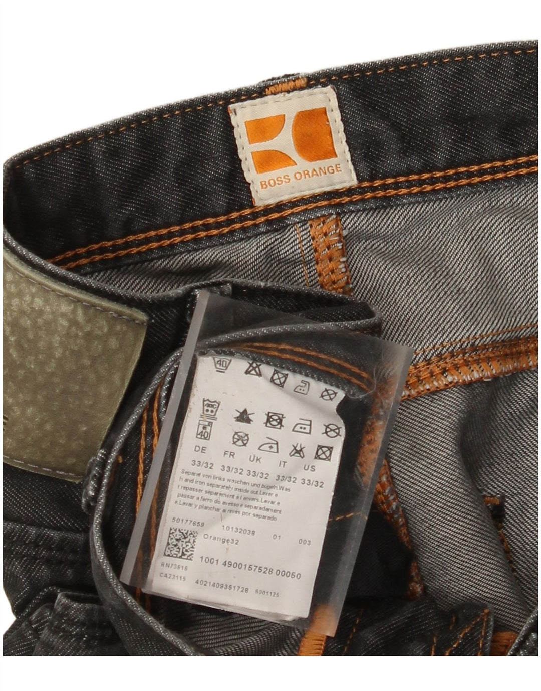 Jeans retos femininos HUGO BOSS W33 L32 algodão cinza