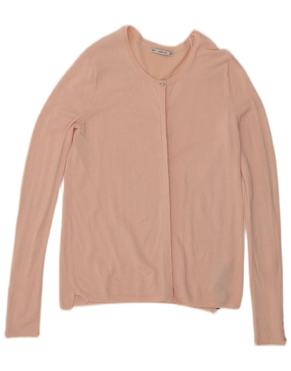 Suéter cardigã feminino Zara Reino Unido 12 viscose rosa médio
