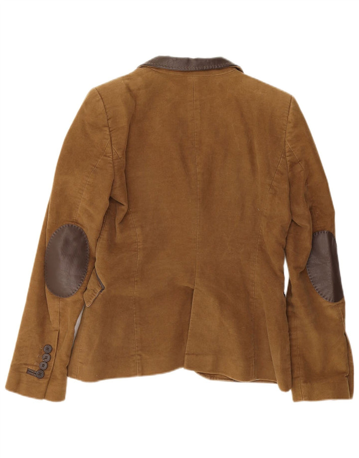 Jaqueta blazer feminina Zara com 2 botões Reino Unido 10 pequeno algodão marrom