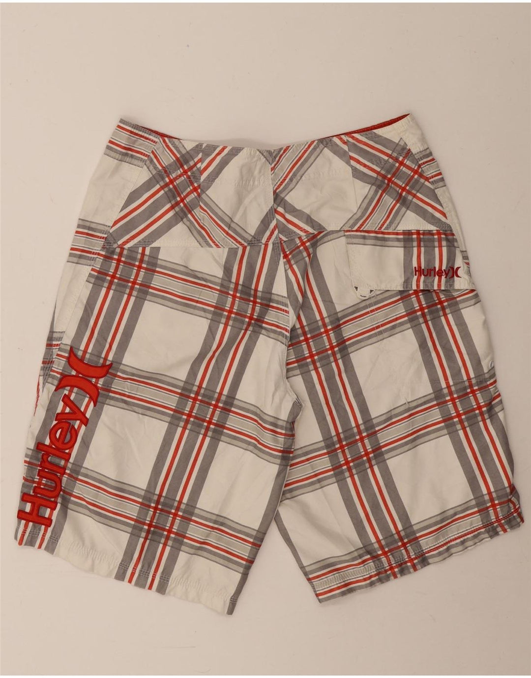 Shorts de natação masculino Hurley Graphic grande poliéster xadrez branco