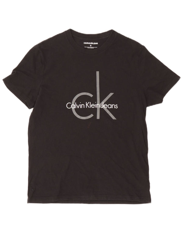Calvin Klein Jeans Camiseta masculina gráfica Top Médio Preto