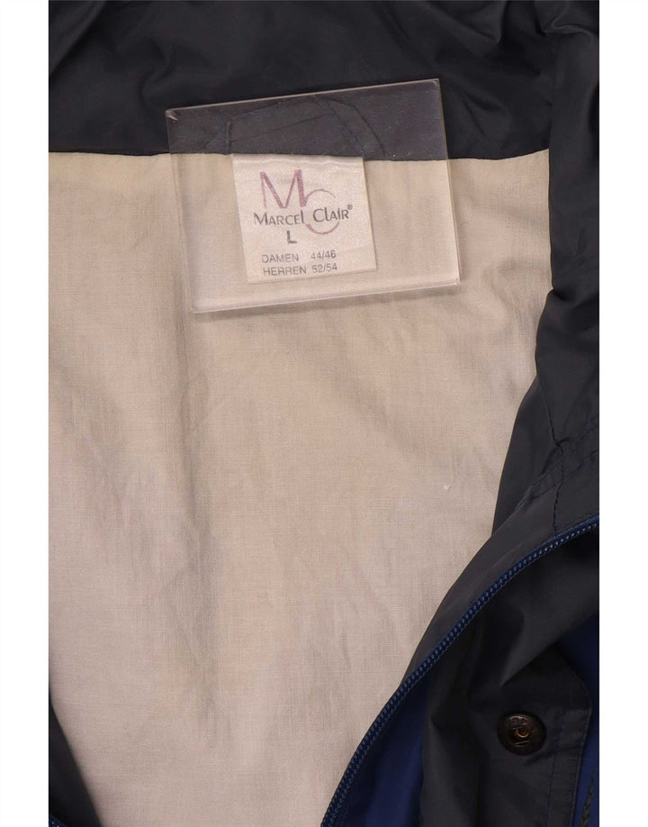 Jaqueta de chuva masculina Marcel Clair pulôver Reino Unido 40 grande bloco colorido azul
