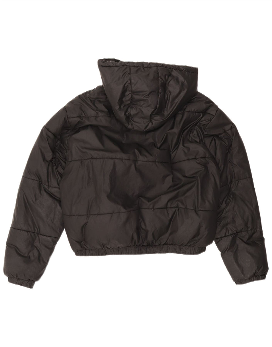 Jaqueta feminina acolchoada com capuz grande ELLESSE Reino Unido 12 poliéster preto médio