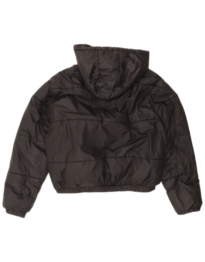 Jaqueta feminina acolchoada com capuz grande ELLESSE Reino Unido 12 poliéster preto médio