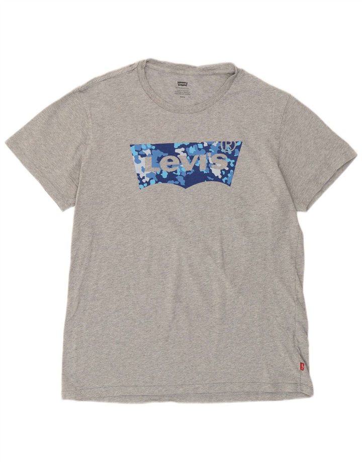 Camiseta masculina gráfica Levi's Top cinza médio algodão