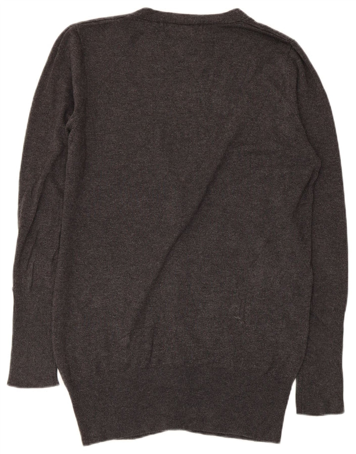 Suéter cardigã feminino Zara Reino Unido 14 grande rayon cinza