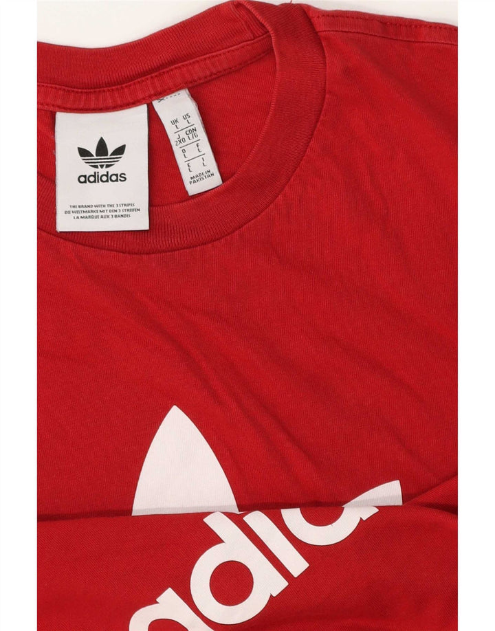 Adidas Mens Graphic T-Shirt Top Grande Algodão Vermelho