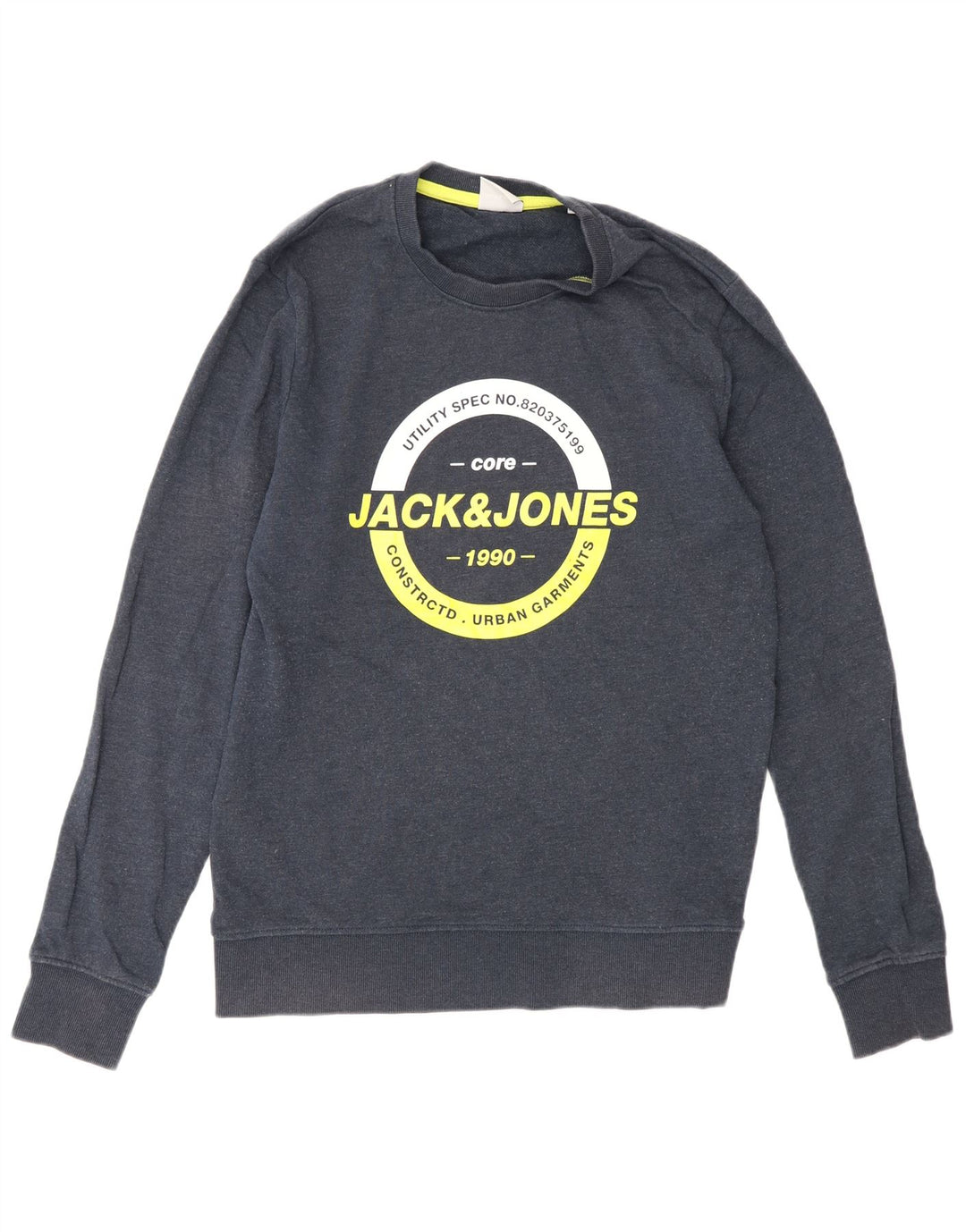 Jack & Jones moletom gráfico masculino jumper pequeno algodão azul marinho