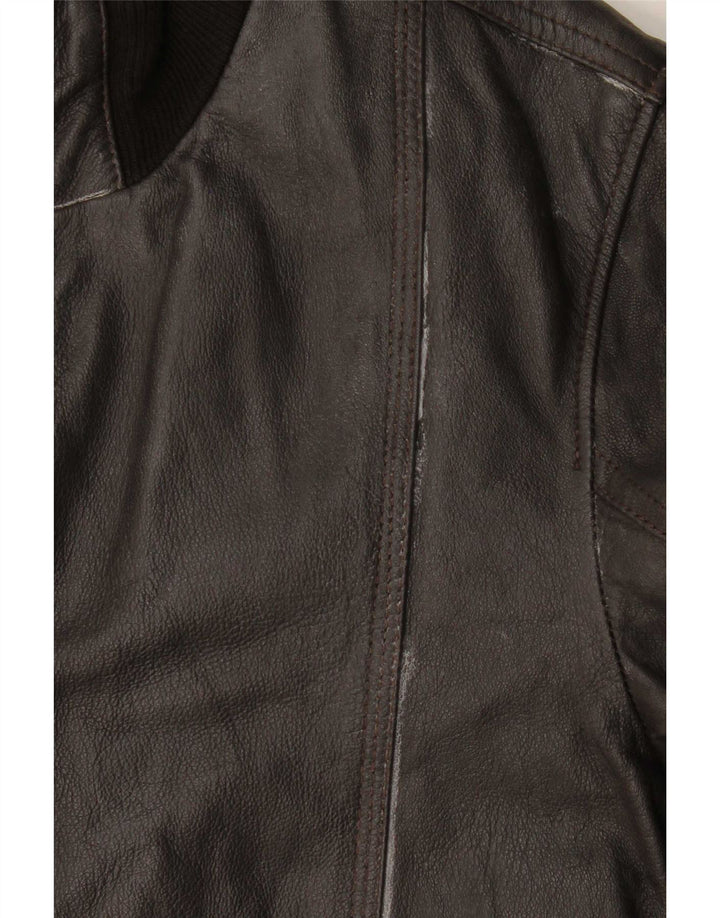 Jaqueta de couro bomber masculina vintage Reino Unido 36 couro marrom pequeno