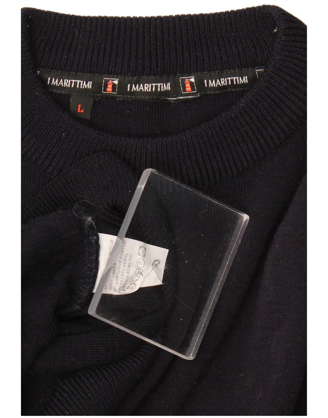 Suéter masculino VINTAGE com gola redonda, grande algodão azul marinho