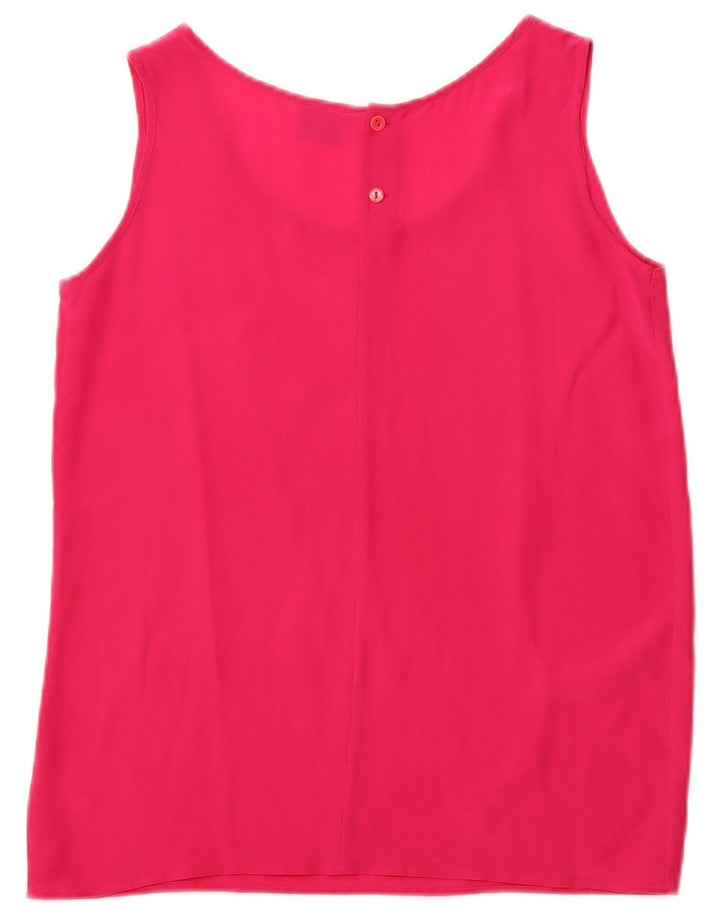 Blusa feminina sem mangas ANDREA MARE Reino Unido 10 seda rosa pequena