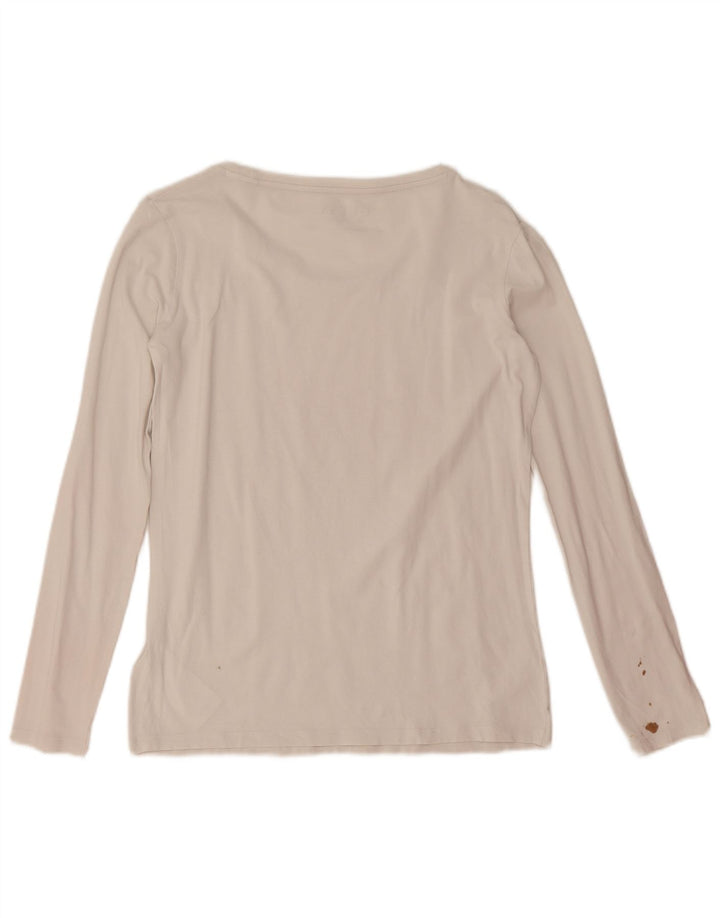 Top gráfico feminino Guess manga comprida Reino Unido 14 grande algodão branco