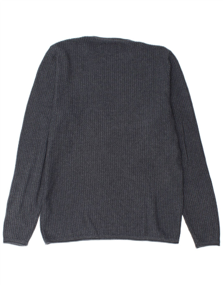 Suéter masculino Jack & Jones com gola redonda, algodão azul marinho médio