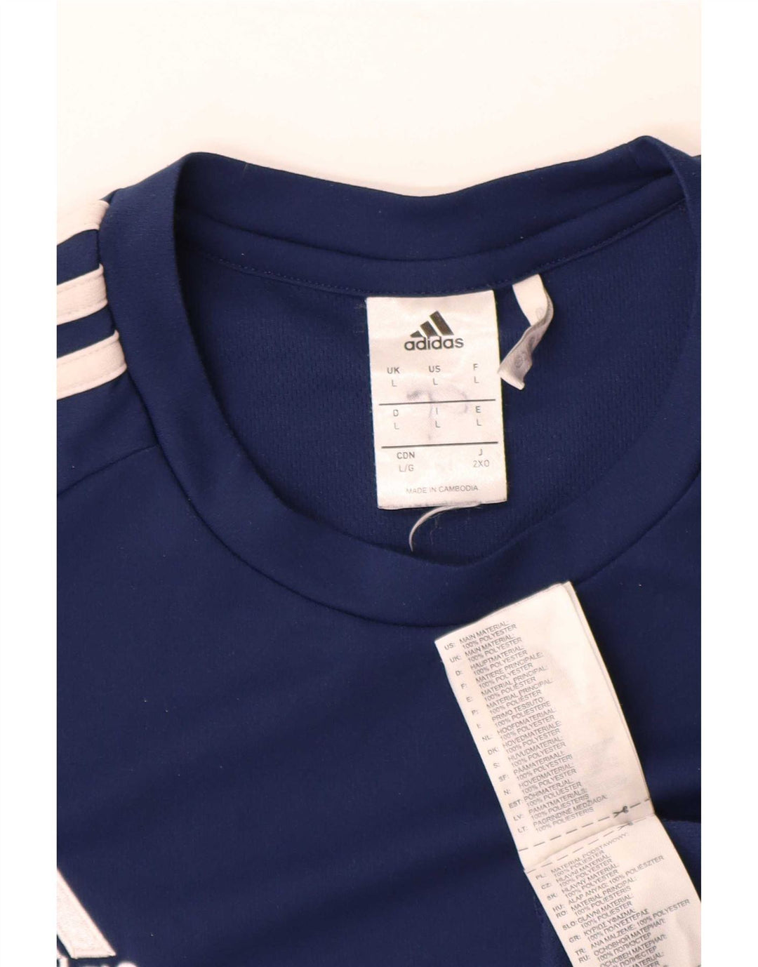 Camiseta Adidas Masculina Climalite Top Grande Azul Marinho Colorblock Poliéster
