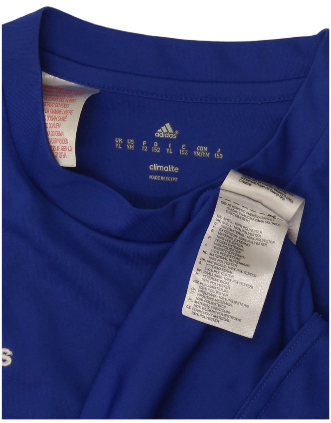 Camiseta Adidas Boys Climalite Top 11-12 Anos Grande Azul Poliéster