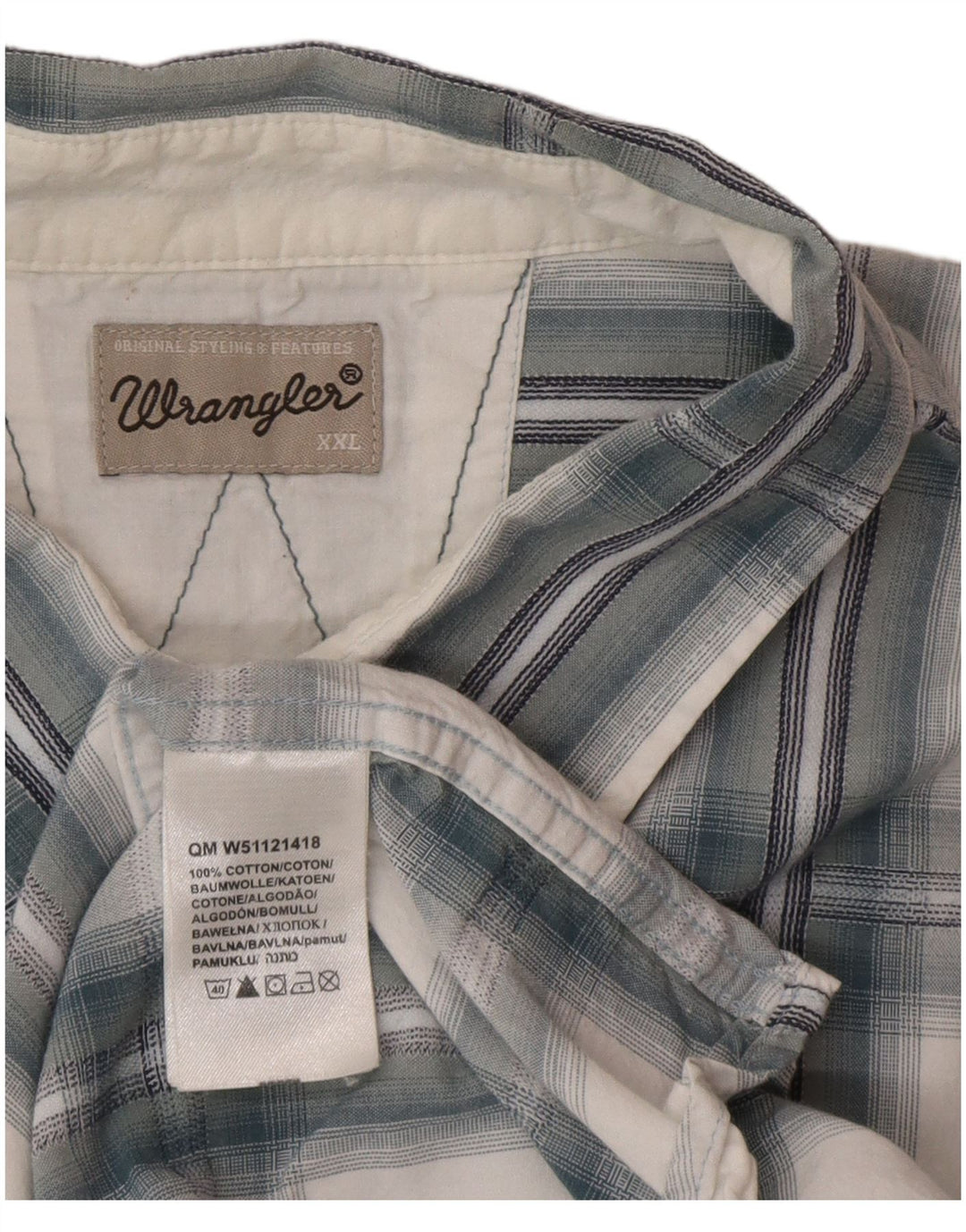 Wrangler Camisa masculina de manga curta 2XL algodão xadrez azul