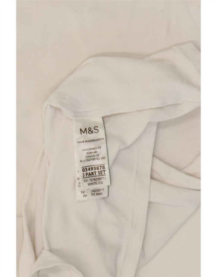 Top feminino Marks & Spencer manga comprida Reino Unido 12 algodão branco médio