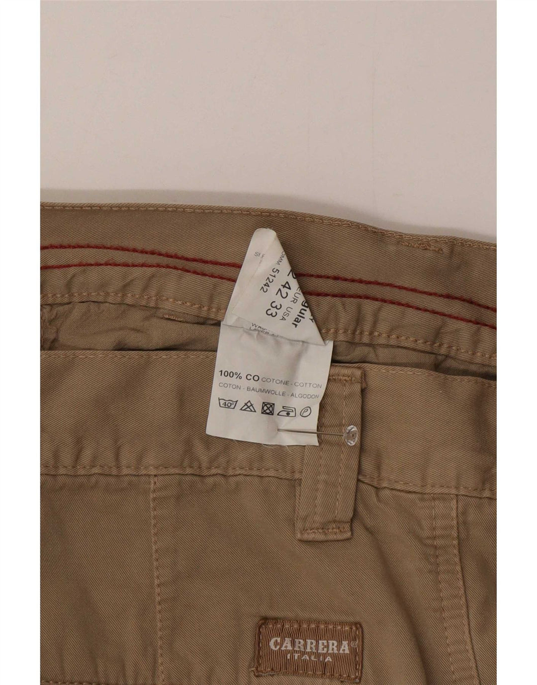 Calça Carrera Masculina Reta Cargo IT 48 Médio W33 L34 Algodão Bege