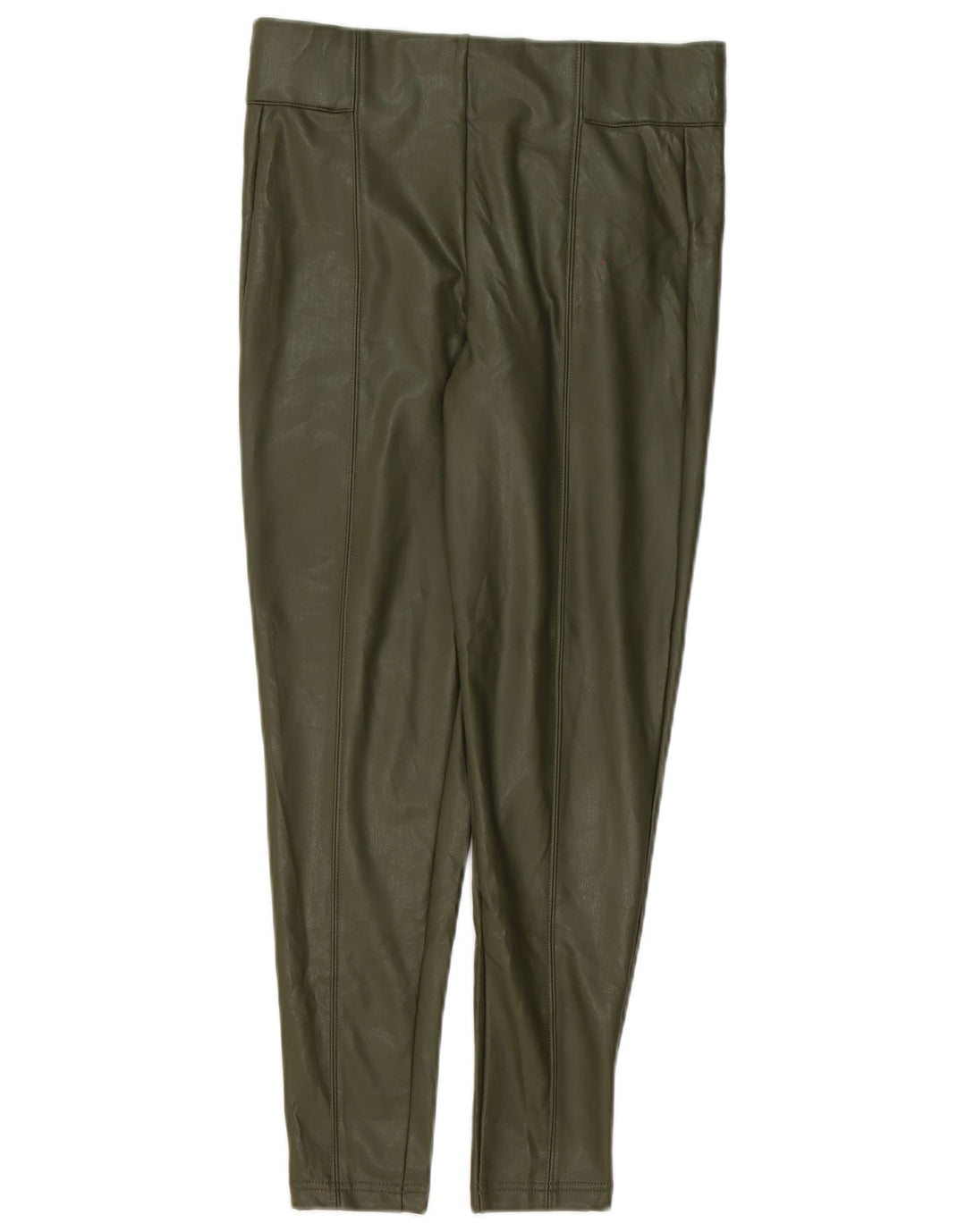 Leggings femininas de couro sintético Marks & Spencer Reino Unido 10 poliéster verde pequeno