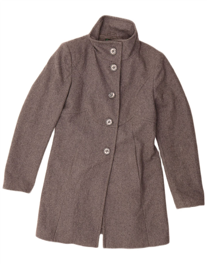 Sobretudo feminino Benetton UK 12 lã cinza médio