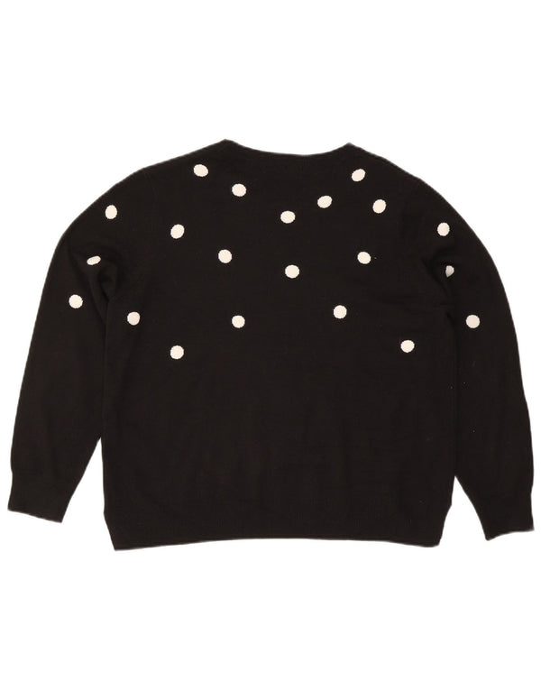 Suéter feminino Marks & Spencer com gola canoa Reino Unido 16 grande preto manchado