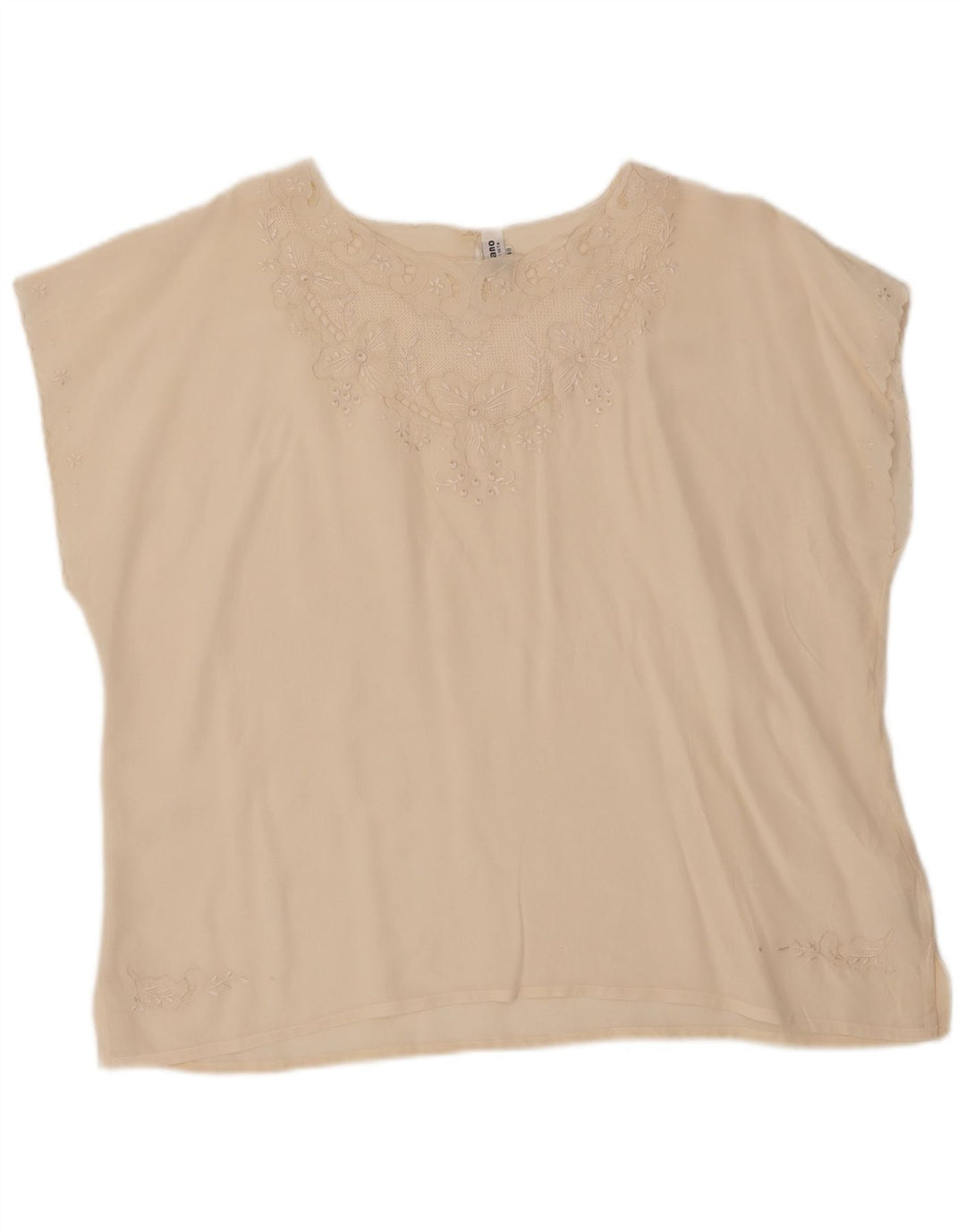 Blusa feminina vintage top IT 48 XL off white seda