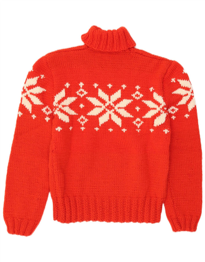 Suéter feminino vintage com gola redonda Reino Unido 12 Médio Red Fair Isle