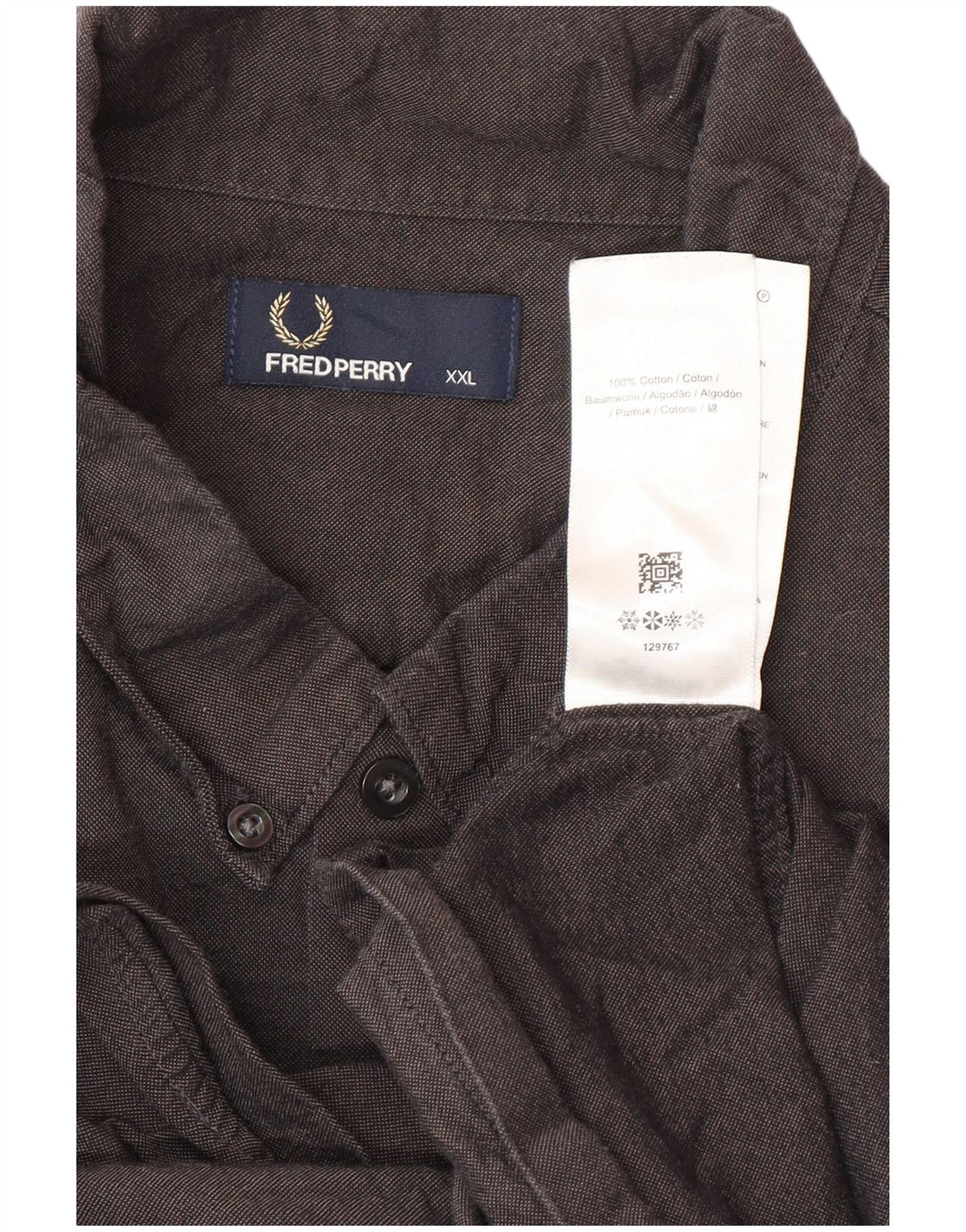 Camisa masculina Fred Perry 2XL algodão cinza
