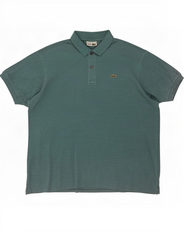 Camisa polo masculina Lacoste tamanho 7 2XL algodão manchado azul