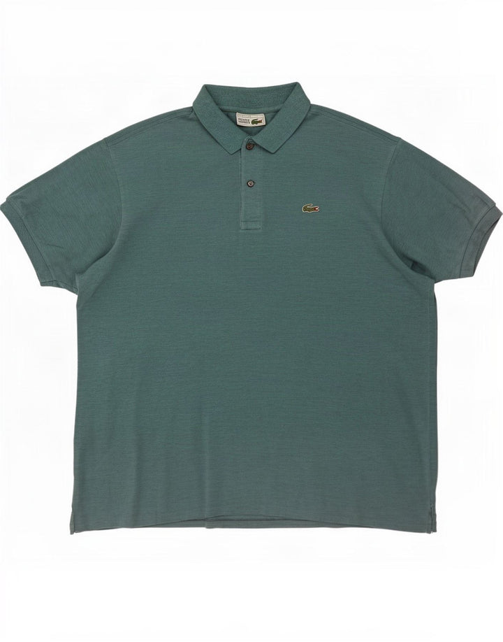 Camisa polo masculina Lacoste tamanho 7 2XL algodão manchado azul