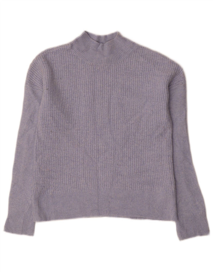 Suéter feminino Hobbs com gola tartaruga e gola alta Reino Unido 12 viscose azul médio
