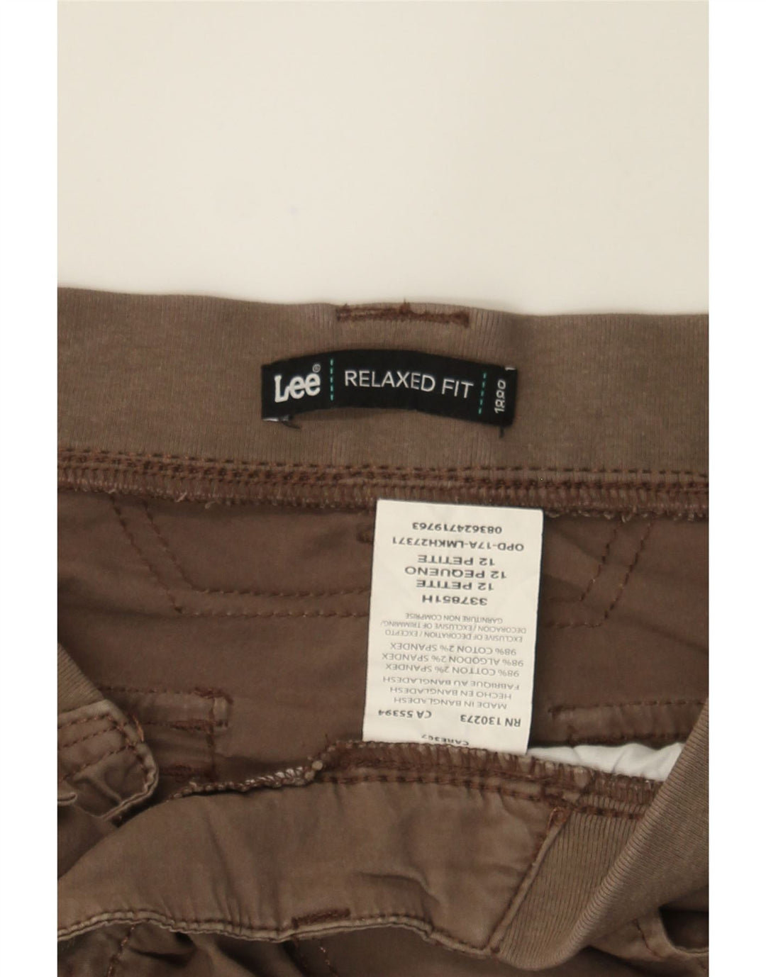 LEE Womens Relaxed Fit Capri Trousers US 12 Large W34 L21 Brown Cotton Vintage Lee and Second-Hand Lee from Messina Hembry 