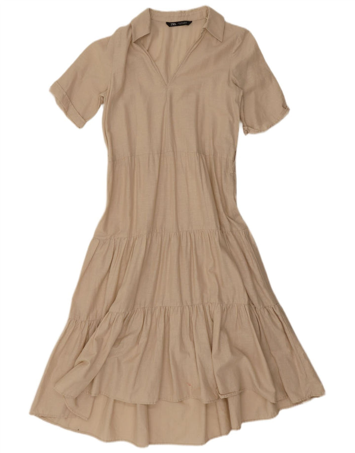 Vestido feminino Zara A-Line UK 10 pequeno bege