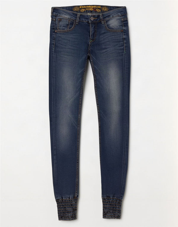 Desigual feminino gráfico joggers jeans skinny W26 L34 azul poliéster