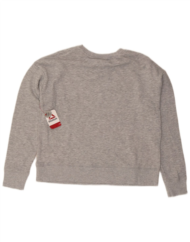 Reebok feminino gráfico moletom jumper UK 14 cinza médio colorblock
